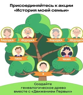 Всероссийская акция «История моей семьи» приглашает участников Движения Первых присоединиться к незабываемому путешествию по своей генеалогии..